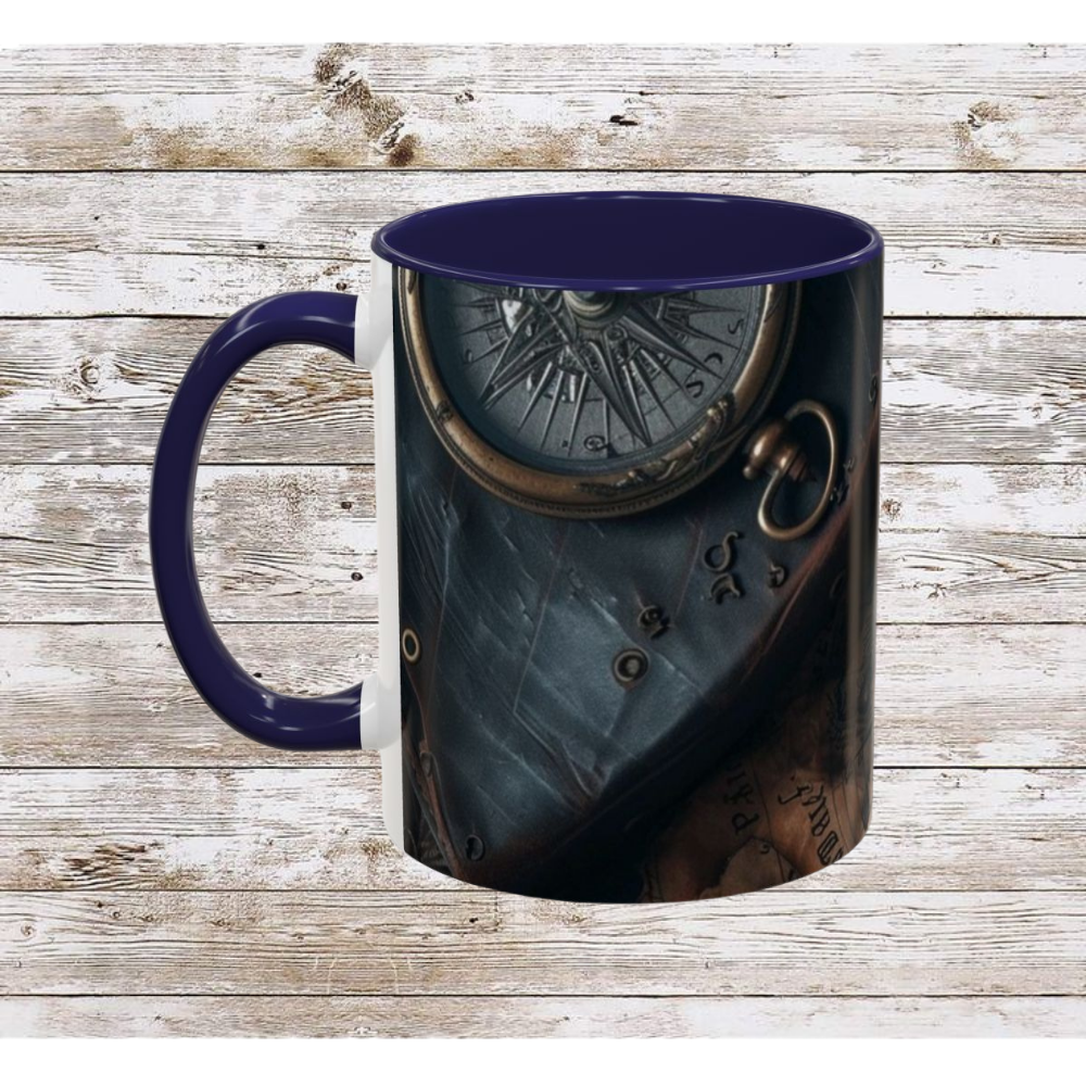 Compasses and Map Themed Coffee Mug, Traveler Gift, Adventure Mug, Wanderlust Mug, Explorer Cup, Camping Mug, Unique Map Mug