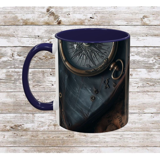 Compasses and Map Themed Coffee Mug, Traveler Gift, Adventure Mug, Wanderlust Mug, Explorer Cup, Camping Mug, Unique Map Mug
