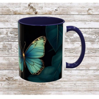Blue Butterfly Accent Coffee Mug | Perfect Gift for Nature Lovers, Home Decor, Mother's Day, Coffee Lovers, Art Enthusiasts