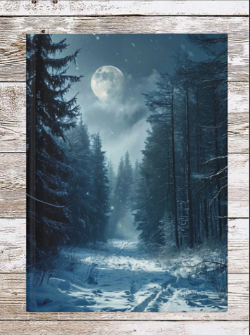 Moonlit Winter Trail Hardcover Journal - Holiday Planner & Daily Notebook