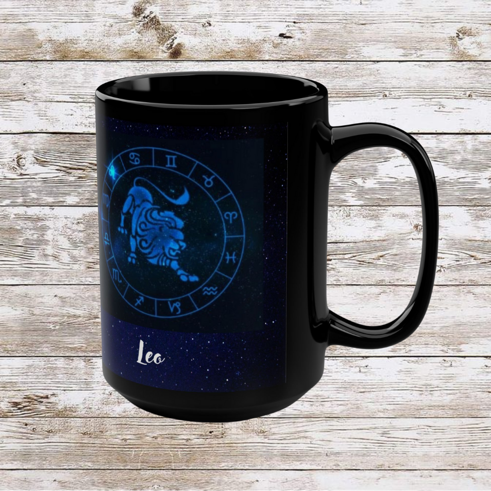 Leo Zodiac Mug - Unique Astrology Gift Cup for Reflection and Gratitude, Lunar New Year Black Coffee Cup, Holiday Mug, 15oz
