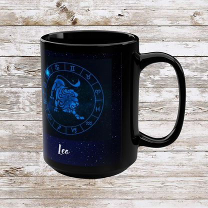 Leo Zodiac Mug - Unique Astrology Gift Cup for Reflection and Gratitude, Lunar New Year Black Coffee Cup, Holiday Mug, 15oz