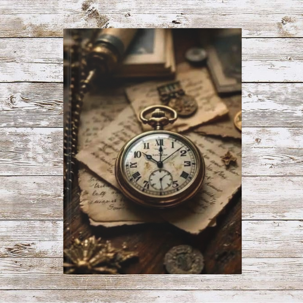 Clock and Papers Daily Journal - Matte Hardcover Journal, Planner, Personal Growth Gift, Traveler's Notebook, Bullet Journal, Organizer