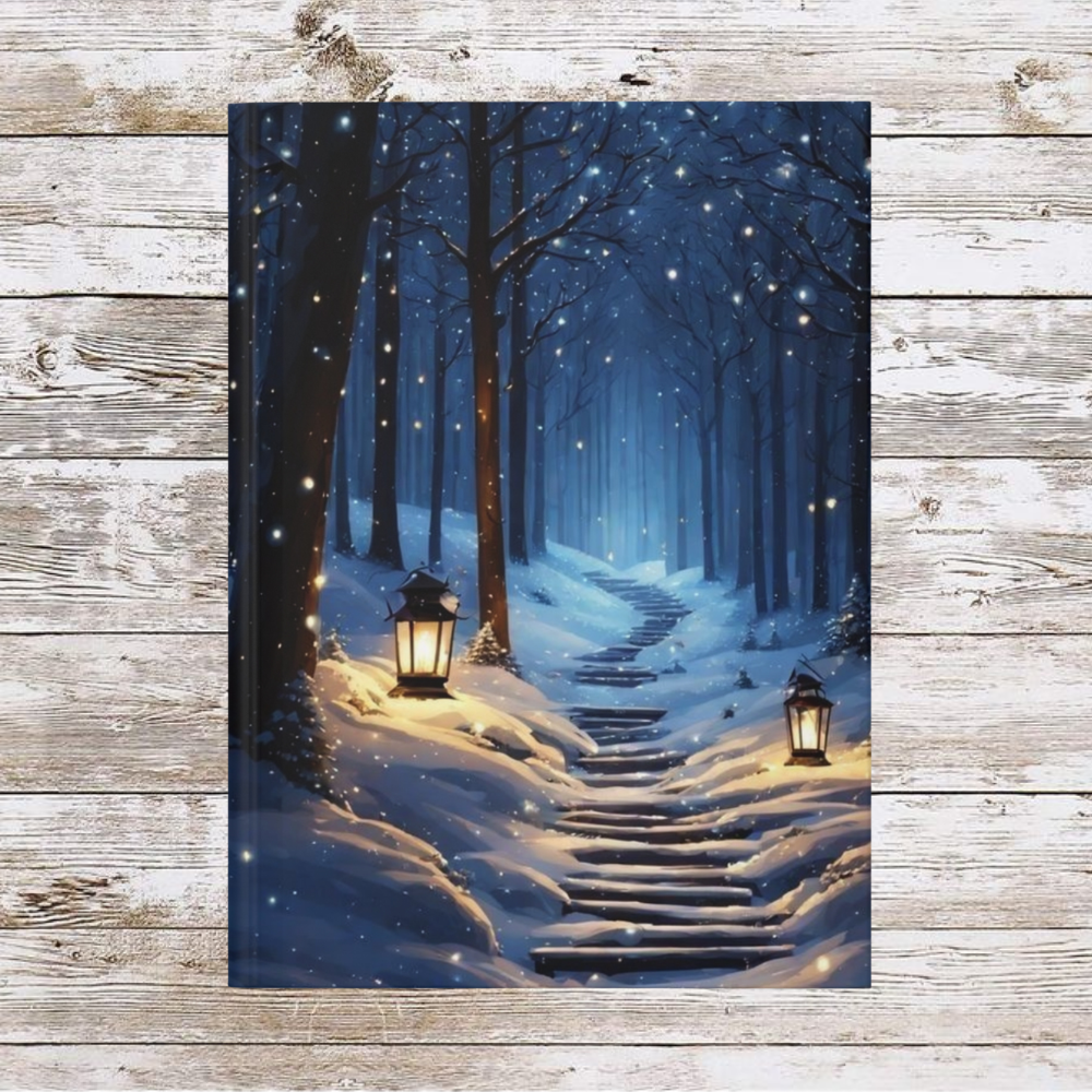 Christmas Path Daily Journal - Matte Hardcover Journal, Planner, Personal Growth Gift, Notebook, Bullet Journal, Organizer