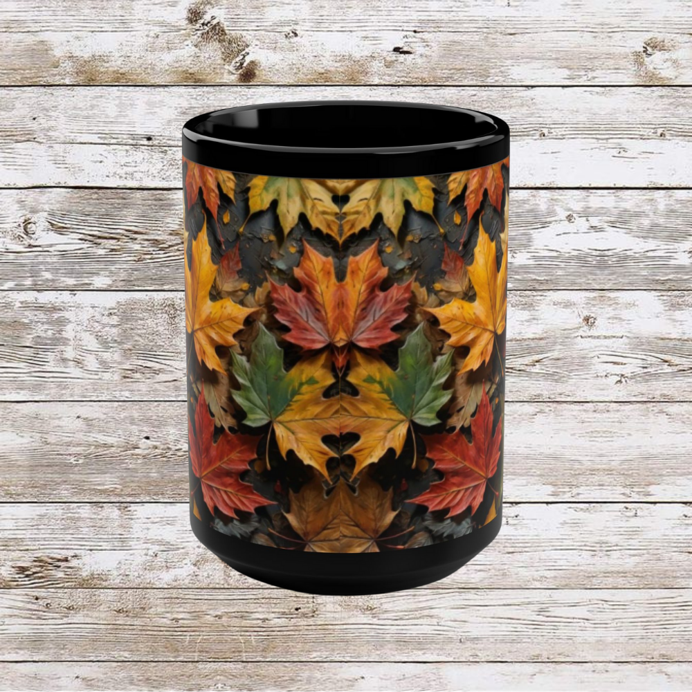 Fall Leaves Collage, Thanksgiving Ceramic Cup, Cozy Home Gift