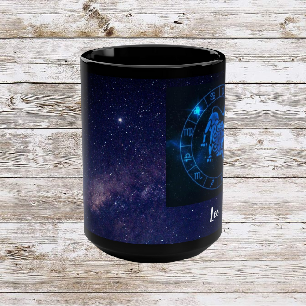 Leo Zodiac Mug - Unique Astrology Gift Cup for Reflection and Gratitude, Lunar New Year Black Coffee Cup, Holiday Mug, 15oz