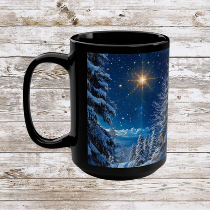 Blue Christmas Tree Mug - Coffee Lover Gift Idea, Tea Cup, Hot Beverage Novelty Cup, Unique Holiday Gift, Ceramic Cup