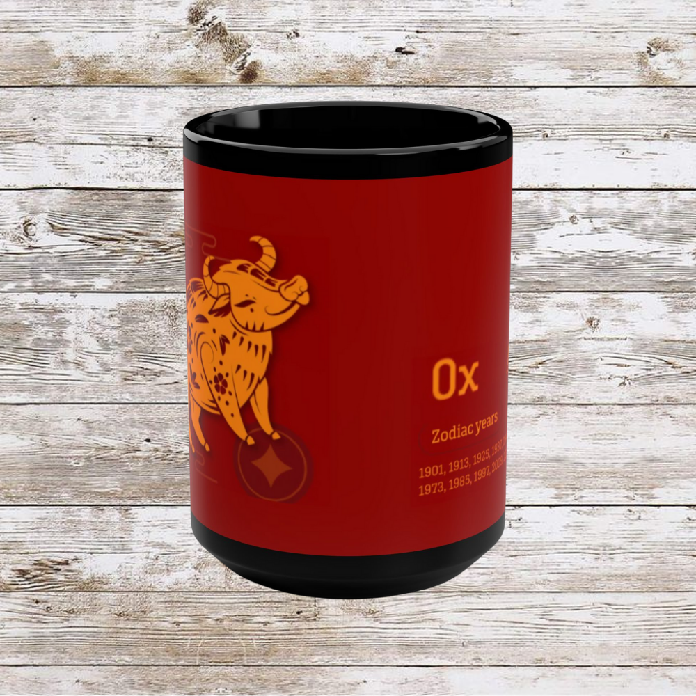 Chinese Zodiac Ox Mug Reflection Gratitude Growth 15oz Cup Astrology Gift Lunar New Year