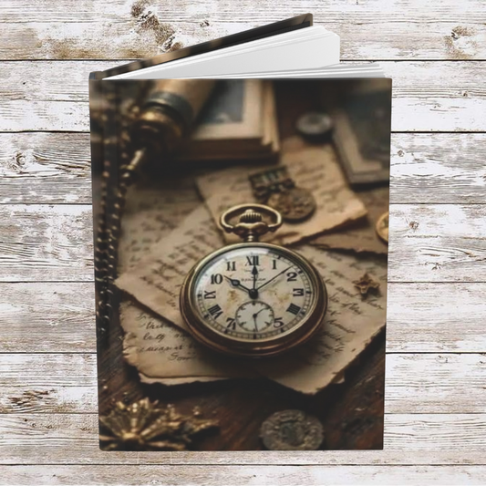 Clock and Papers Daily Journal - Matte Hardcover Journal, Planner, Personal Growth Gift, Traveler's Notebook, Bullet Journal, Organizer
