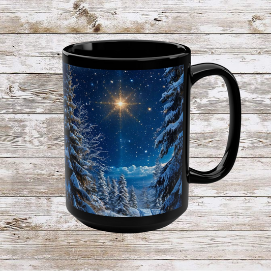Blue Christmas Tree Mug - Coffee Lover Gift Idea, Tea Cup, Hot Beverage Novelty Cup, Unique Holiday Gift, Ceramic Cup