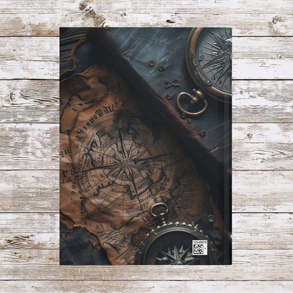 Compasses and Map Daily Journal - Hardcover Journal Matte, Planner, Personal Growth, Traveler's Notebook, Bullet Journal, Organizer, Gift