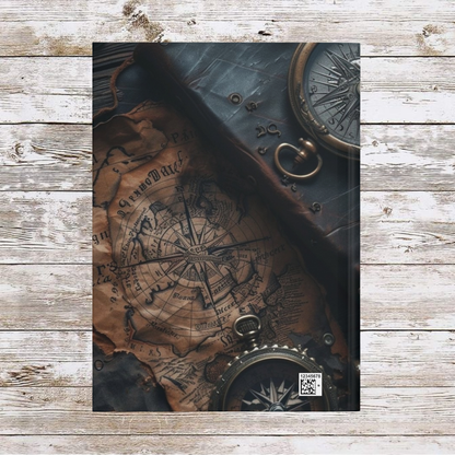 Compasses and Map Daily Journal - Hardcover Journal Matte, Planner, Personal Growth, Traveler's Notebook, Bullet Journal, Organizer, Gift