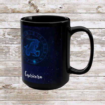 Capricorn Zodiac Mug, Astrology Gift Cup, Reflection Gratitude Lunar New Year Black Coffee Cup - Unique Coffee Mug, 15oz, Holiday