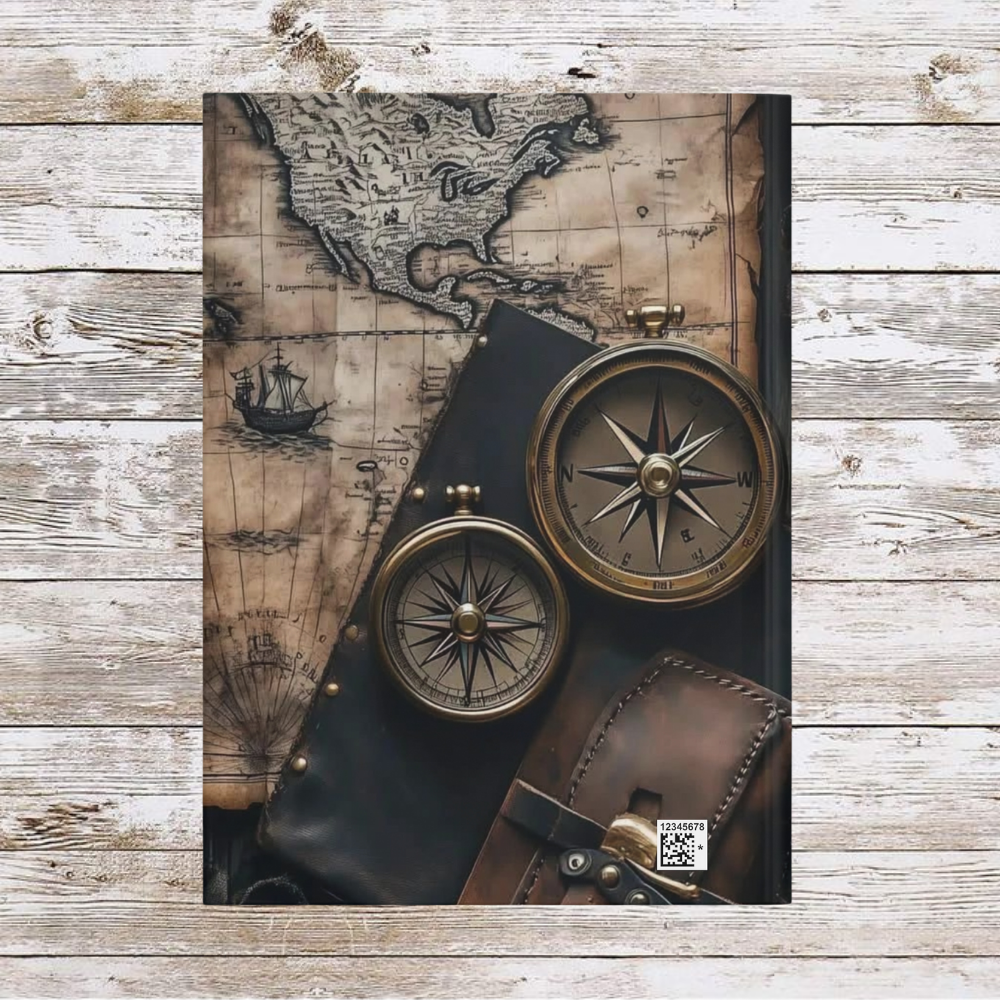 Compasses and Pouch Daily Journal - Hardcover, Planner, Reflection, Personal Growth - Traveler's Notebook, Bullet Journal, Organizer, Gift
