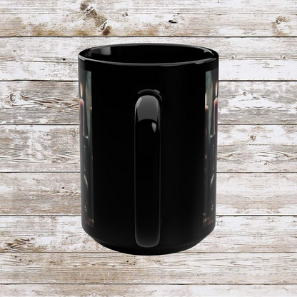 Dark Candles Coffee Mug, Ceramic Tea Cup, Hot Drinkware, Unique Gift Idea, Kitchen Decor - Black Mug, 15oz