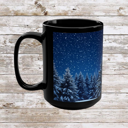 Green Christmas Tree Mug - Coffee Cup, Tea Cup, Hot Beverage Novelty Cup, Unique Holiday Gift, Ceramic Cup, Black Mug
