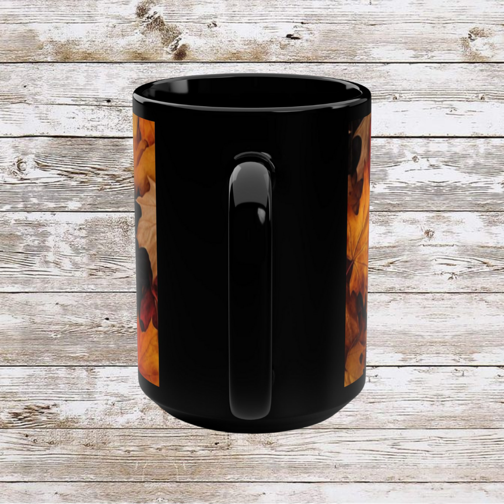Fall Leaf Collage Coffee Mug, Thanksgiving Ceramic Cup, Cozy Home Gift