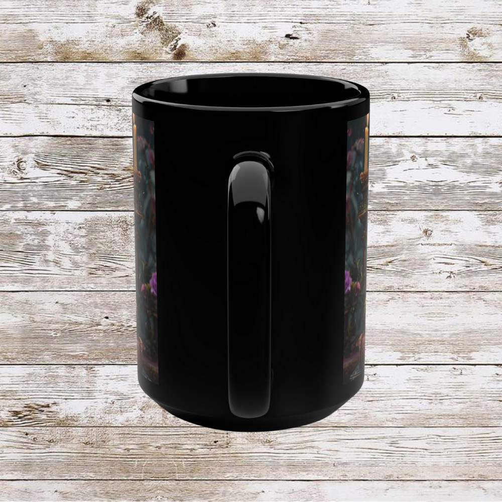 Coffee Mug - Candle and Books 15oz Ceramic Drinkware - Coffee Lover Gift Idea