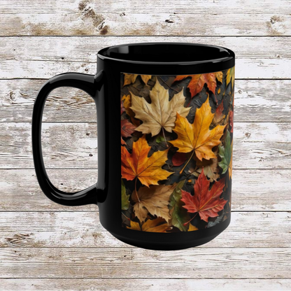 Fall Leaves Collage, Thanksgiving Ceramic Cup, Cozy Home Gift