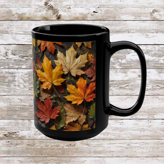 Fall Leaves Collage, Thanksgiving Ceramic Cup, Cozy Home Gift