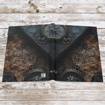 Compasses and Map Daily Journal - Hardcover Journal Matte, Planner, Personal Growth, Traveler's Notebook, Bullet Journal, Organizer, Gift