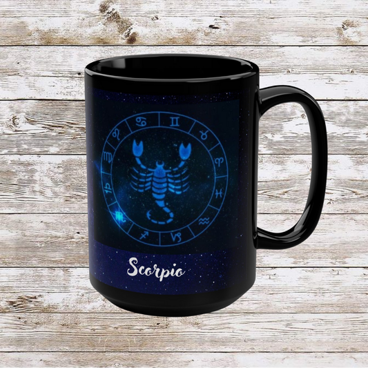 Scorpio Zodiac Mug, Astrology Gift Cup, Reflection Gratitude Lunar New Year Coffee Cup, Black, 15oz - Unique Coffee Mug for Scorpio,