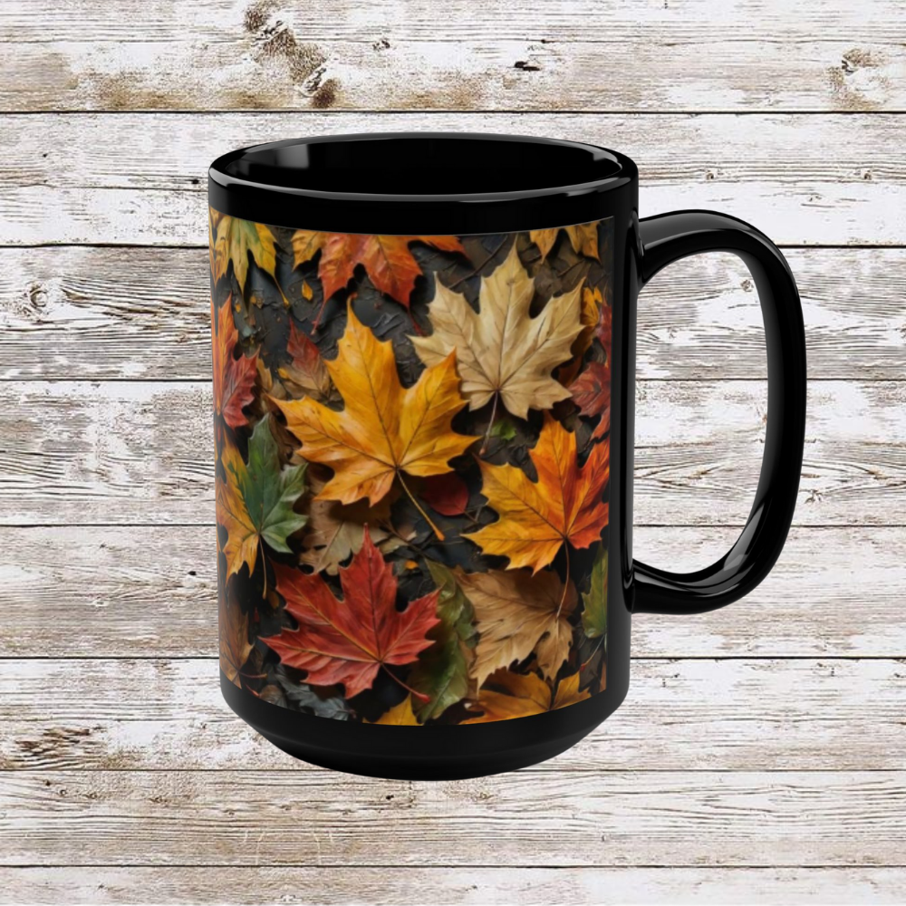 Fall Leaves Collage, Thanksgiving Ceramic Cup, Cozy Home Gift