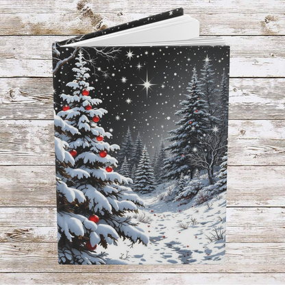 White Winter Christmas Tree Daily Journal - Hardcover Journal, Planner, Personal Growth Gift, Notebook, Bullet Journal, Organizer, Matte
