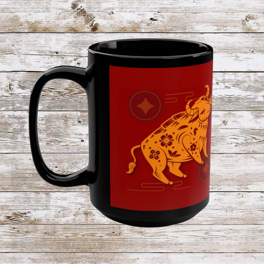 Chinese Zodiac Ox Mug Reflection Gratitude Growth 15oz Cup Astrology Gift Lunar New Year