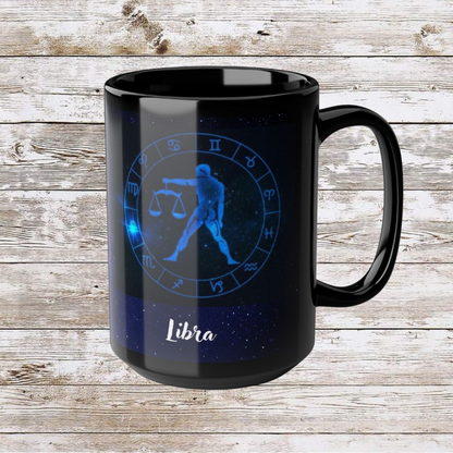 Libra Zodiac Mug, Astrology Gift Cup, Reflection Gratitude Lunar New Year Black Coffee Cup - Unique Coffee Mug for Scorpio, 15oz, Holiday