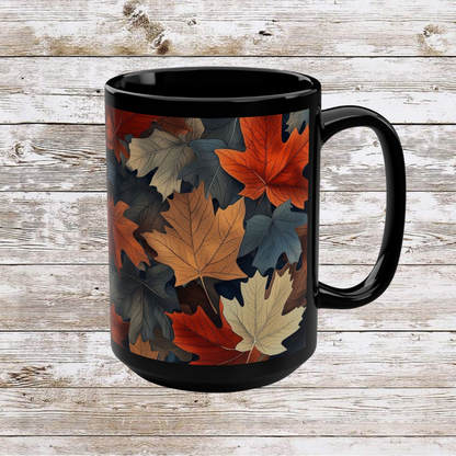 Colorful Leaves Collage Coffee Mug, Thanksgiving Ceramic Cup, Cozy Home Gift