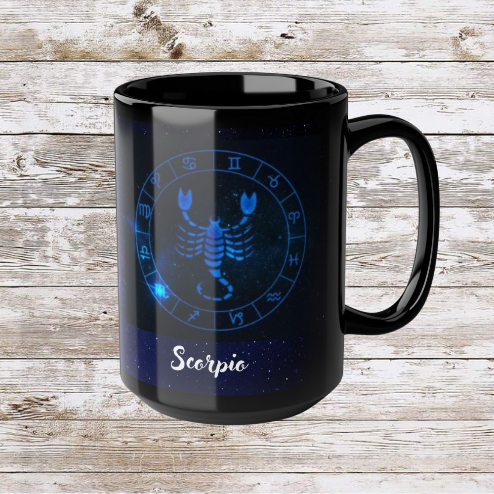 Scorpio Zodiac Mug, Astrology Gift Cup, Reflection Gratitude Lunar New Year Coffee Cup, Black, 15oz - Unique Coffee Mug for Scorpio,