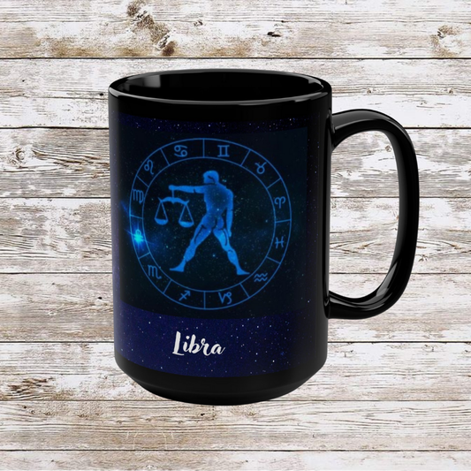 Libra Zodiac Mug, Astrology Gift Cup, Reflection Gratitude Lunar New Year Black Coffee Cup - Unique Coffee Mug for Scorpio, 15oz, Holiday