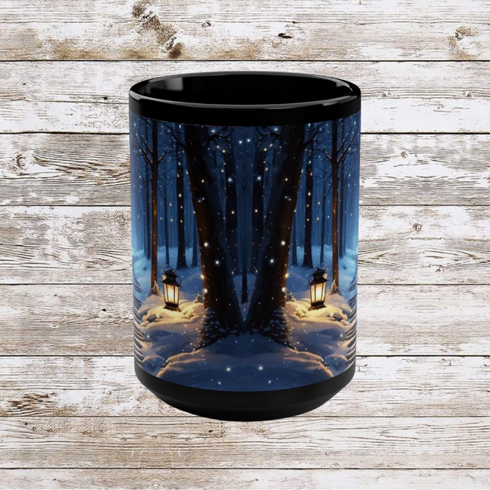 Moonlit Winter Trail Ceramic Mug - Coffee Lover Gift Idea, Tea Cup, Hot Beverage Mug, Novelty Mug, Unique Gift