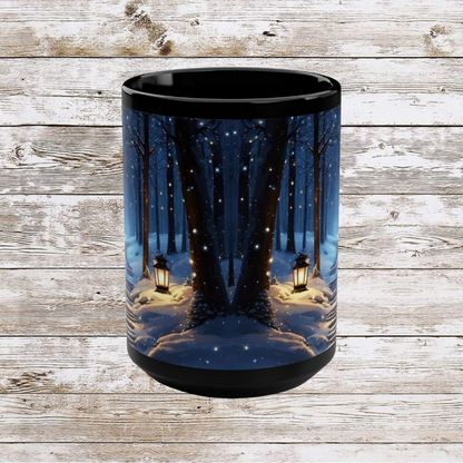 Moonlit Winter Trail Ceramic Mug - Coffee Lover Gift Idea, Tea Cup, Hot Beverage Mug, Novelty Mug, Unique Gift
