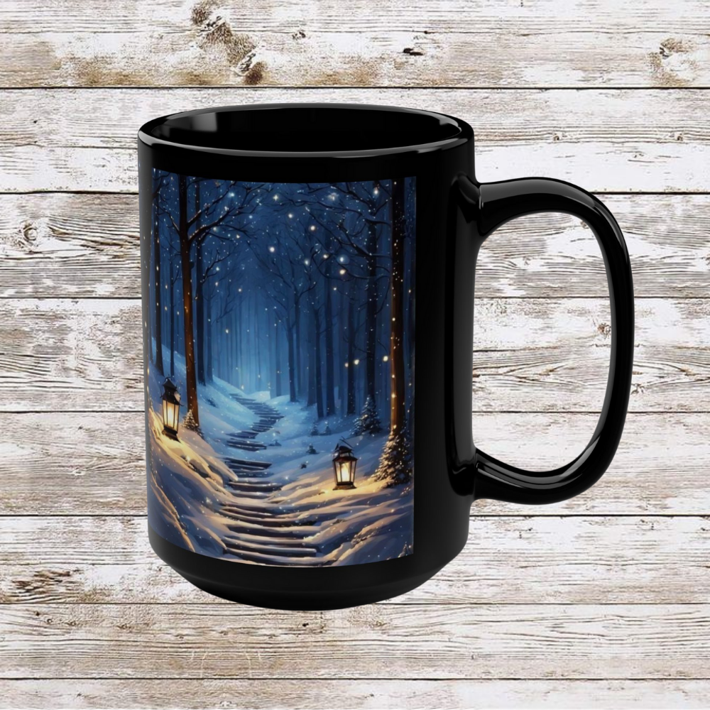 Moonlit Winter Trail Ceramic Mug - Coffee Lover Gift Idea, Tea Cup, Hot Beverage Mug, Novelty Mug, Unique Gift