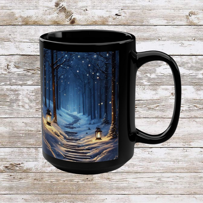Moonlit Winter Trail Ceramic Mug - Coffee Lover Gift Idea, Tea Cup, Hot Beverage Mug, Novelty Mug, Unique Gift
