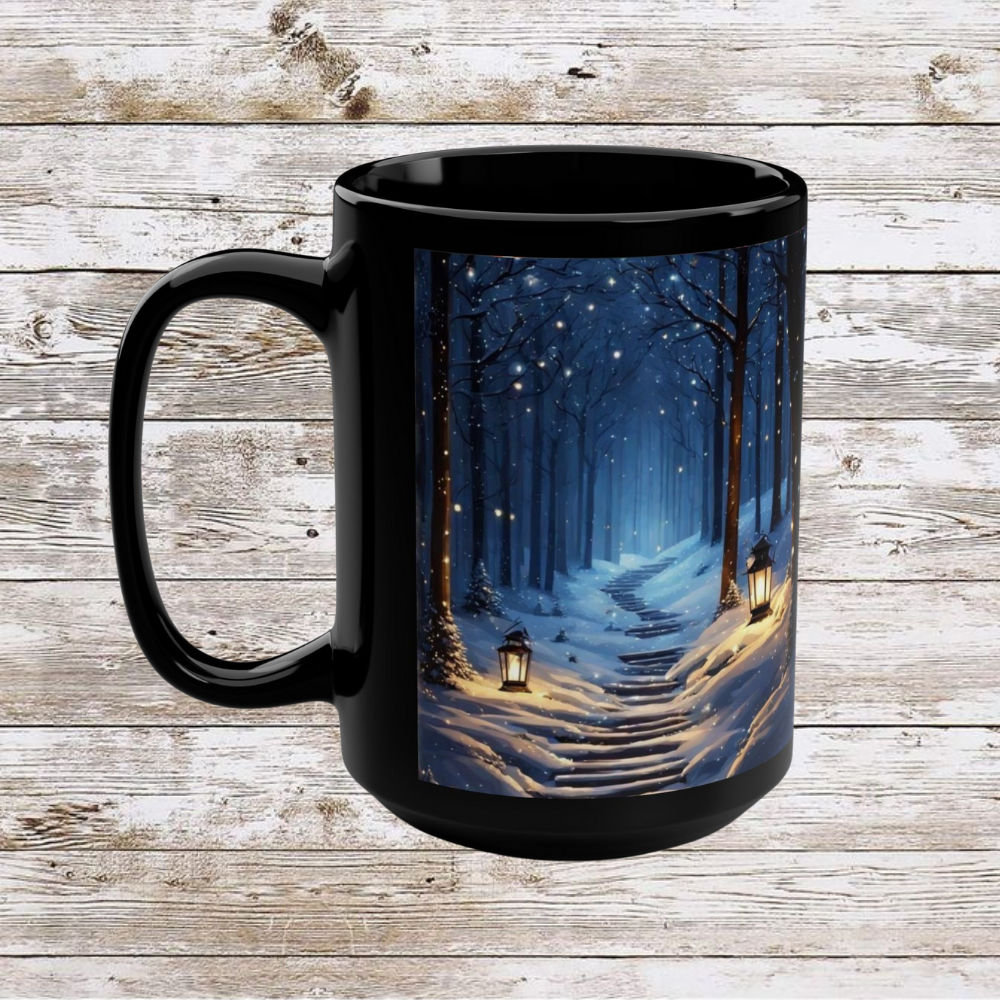 Moonlit Winter Trail Ceramic Mug - Coffee Lover Gift Idea, Tea Cup, Hot Beverage Mug, Novelty Mug, Unique Gift