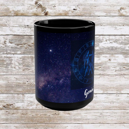Gemini Zodiac Sign Astrology Mug, Reflection Gratitude Growth Black 15oz Cup, Astrology Gift, Lunar New Year Mug, Zodiac Mug, Coffee