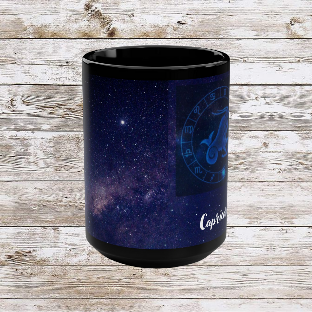 Capricorn Zodiac Mug, Astrology Gift Cup, Reflection Gratitude Lunar New Year Black Coffee Cup - Unique Coffee Mug, 15oz, Holiday