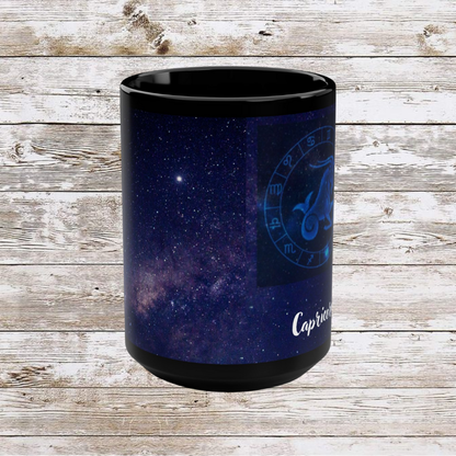 Capricorn Zodiac Mug, Astrology Gift Cup, Reflection Gratitude Lunar New Year Black Coffee Cup - Unique Coffee Mug, 15oz, Holiday