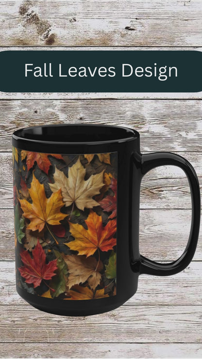 Fall Leaves Collage, Thanksgiving Ceramic Cup, Cozy Home Gift