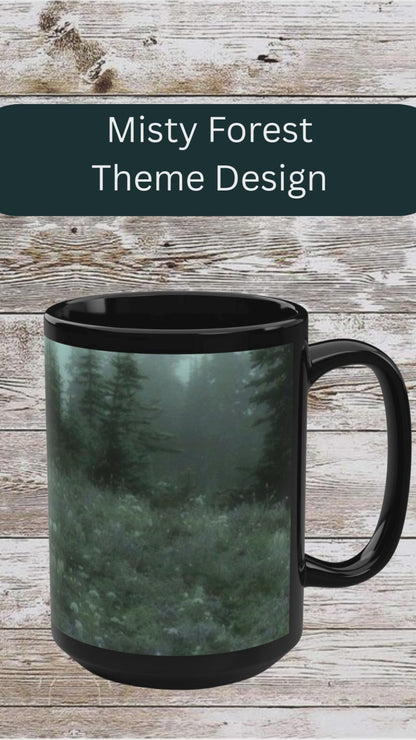 Misty Forest 15oz Black Ceramic Mug — Misty Forest Coffee Cup