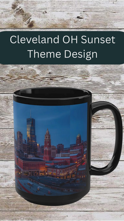 Cleveland OH Sunset Skyline 15oz Mug