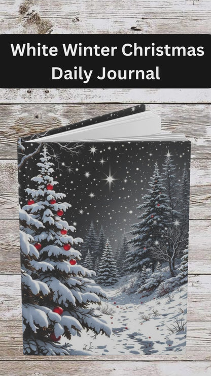 White Winter Christmas Tree Daily Journal - Hardcover Journal, Planner, Personal Growth Gift, Notebook, Bullet Journal, Organizer, Matte