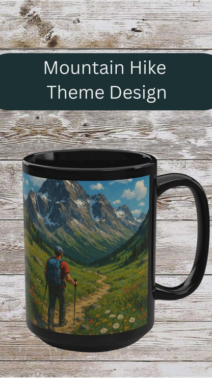 Mountain Trail Hike Adventure 15oz Black Mug Coffee Mug