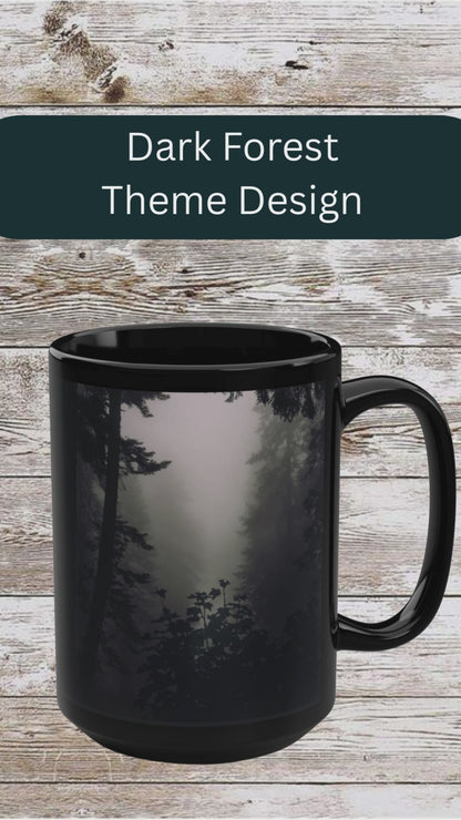 Dark Forest 15oz Black Ceramic Mug — Dark Forest Coffee Cup