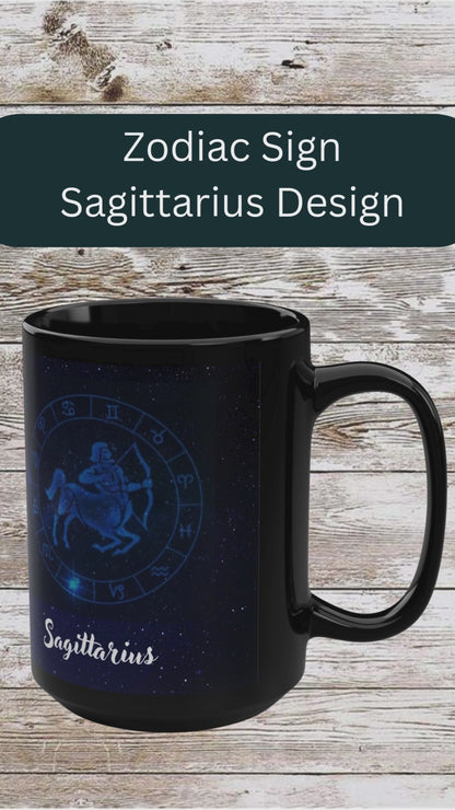 Sagittarius Zodiac Mug, Reflection Gratitude Astrology Gift 15oz Cup, Lunar New Year Coffee Cup, Black Astro Gift, Zodiac Sign Mug