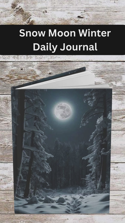 Snow Moon Winter Hardcover Journal — Holiday Planner & Daily Notebook