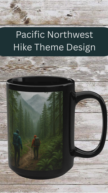 Pacific Northwest Hike Adventure 15oz Black Mug